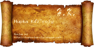 Hupka Károly névjegykártya